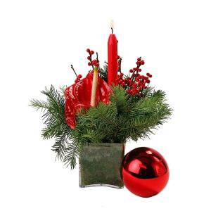 Cubo de Natal com Antúrios com Bola