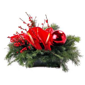 Quadrado de Natal com Antúrios e Bolas